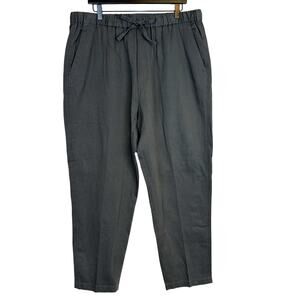 COS Mens Drawstring Gray Pants Cotton Linen Blend Tapered Leg - XL